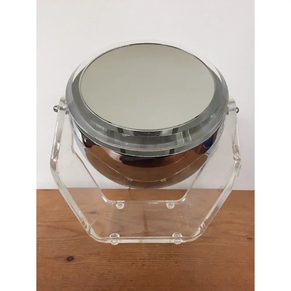 Vtg Disco Chrome Acrylic Lighted Eye Ball Light Magnifying Vanity Make Up Mirror